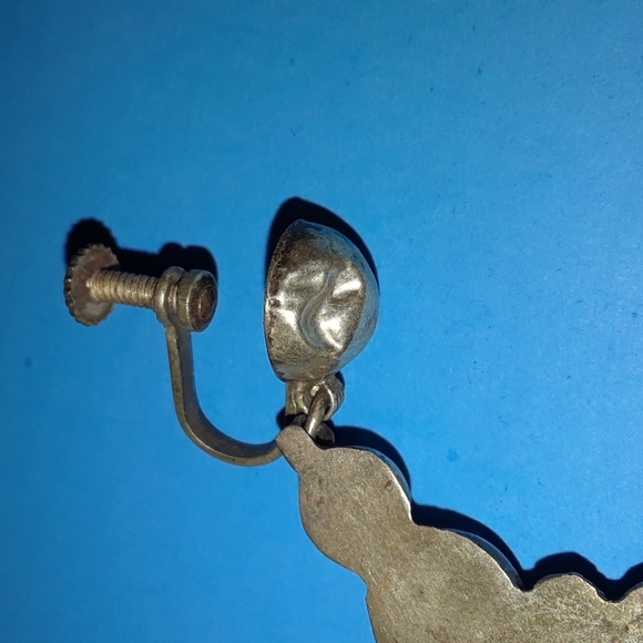 2 Vintage 1960s Mexican Sterling Silver Abalone Earrings - Picture 7 of 9